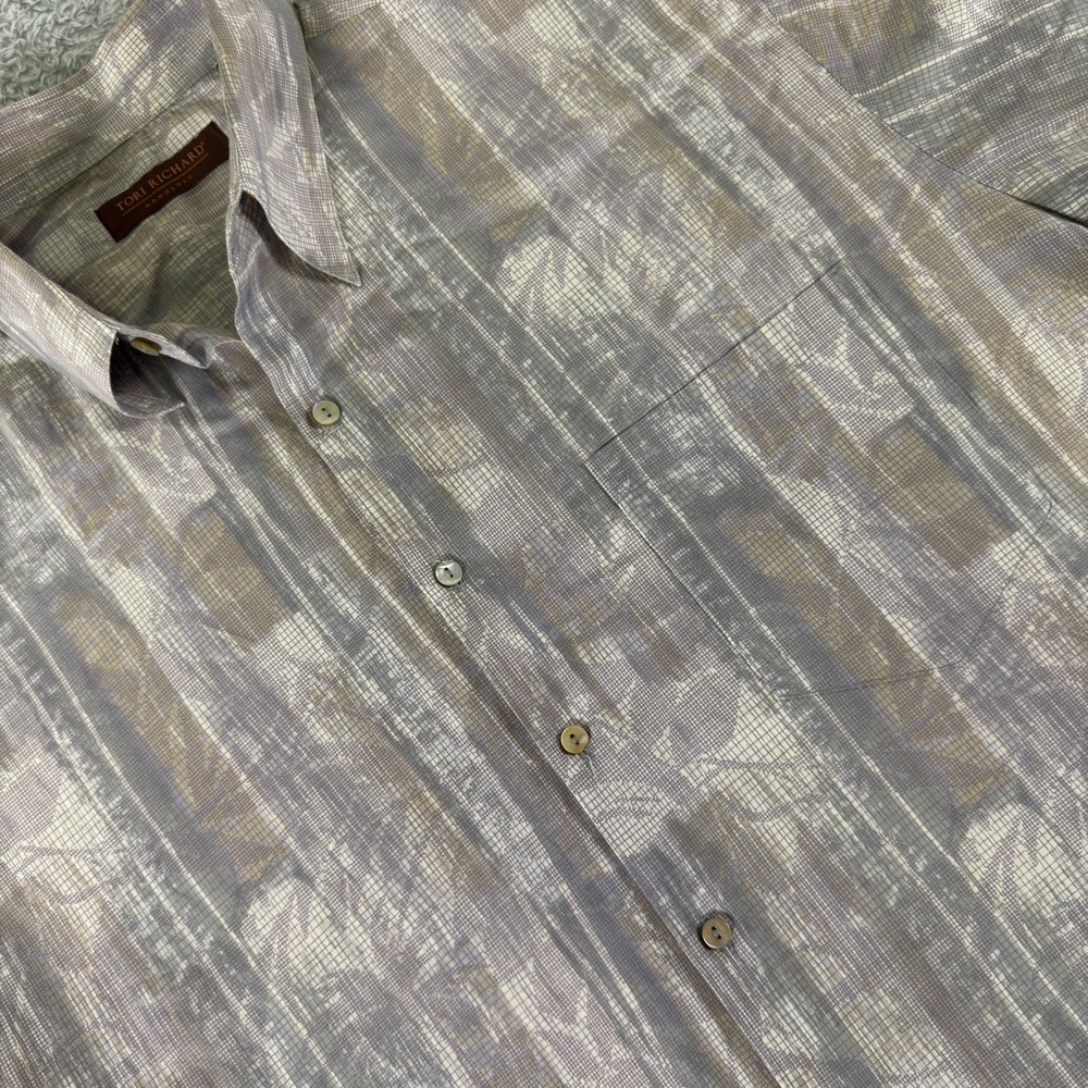 Tori Richard Honolulu Mens Large Cotton Lawn Abstract Floral Button Front Shirt